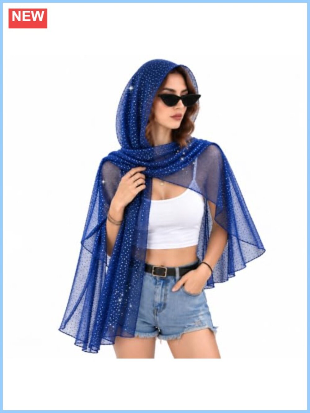 Sparkly Sheer Sequin Scarf Shawl Wrap Women Rave Head Scarf Cover-Up